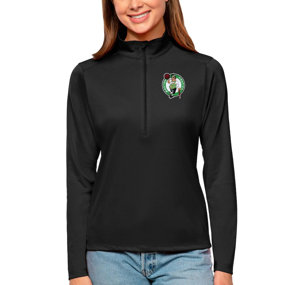 Boston Celtics Antigua Women's Tribute Half-Zip Top Black