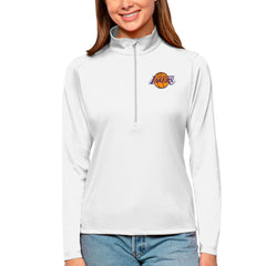 Los Angeles Lakers Antigua Women's Tribute Half-Zip Top White
