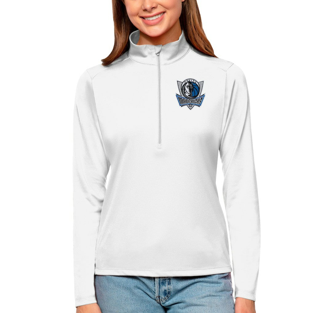 Dallas Mavericks Antigua Women's Tribute Half-Zip Top White