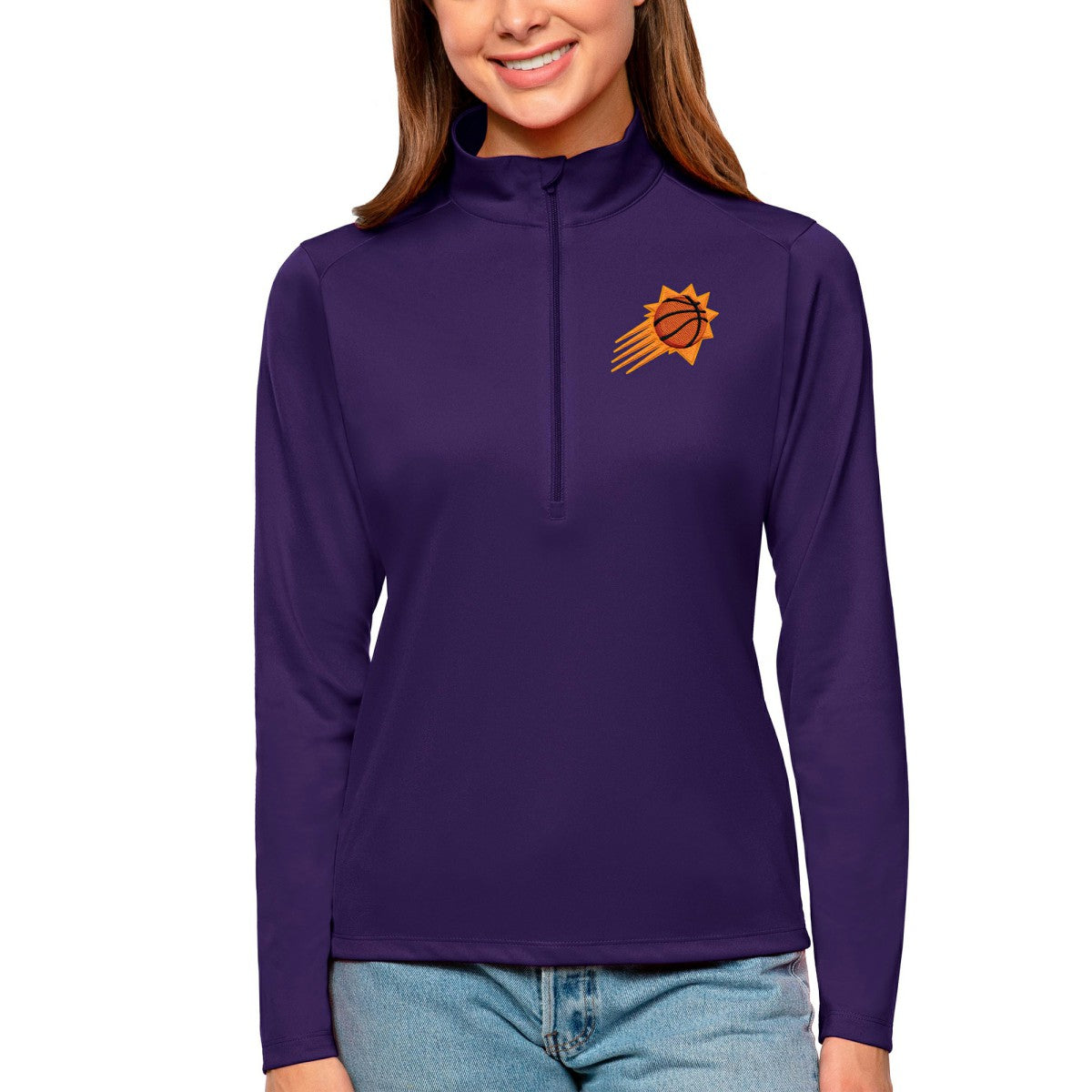 Phoenix Suns Antigua Women's Tribute Half-Zip Top Purple