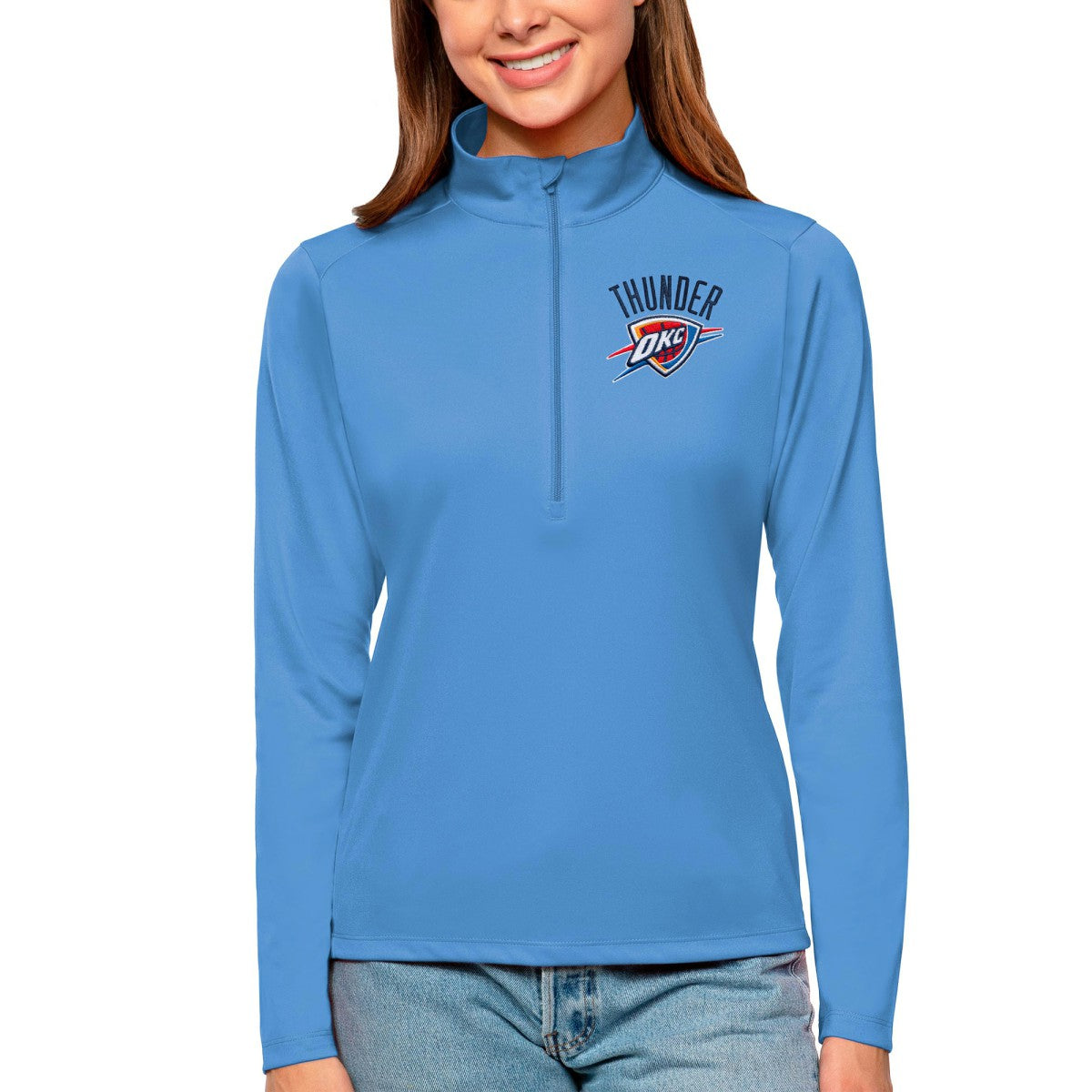 Oklahoma City Thunder Antigua Women's Tribute Half-Zip Top Blue
