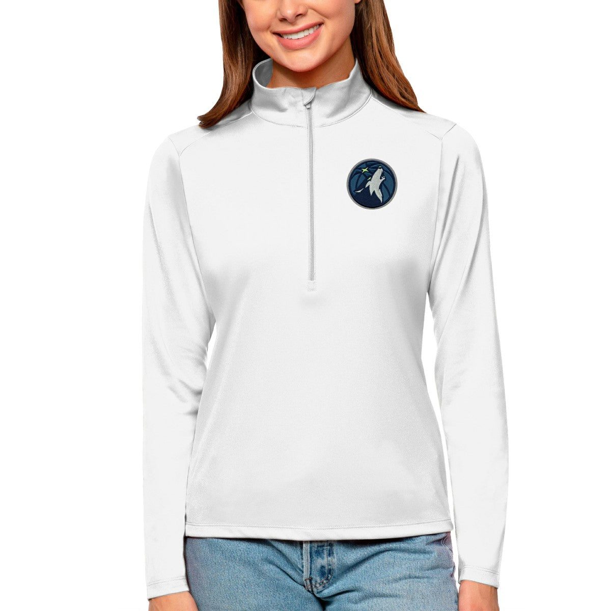 Minnesota Timberwolves Antigua Women's Tribute Half-Zip Top White