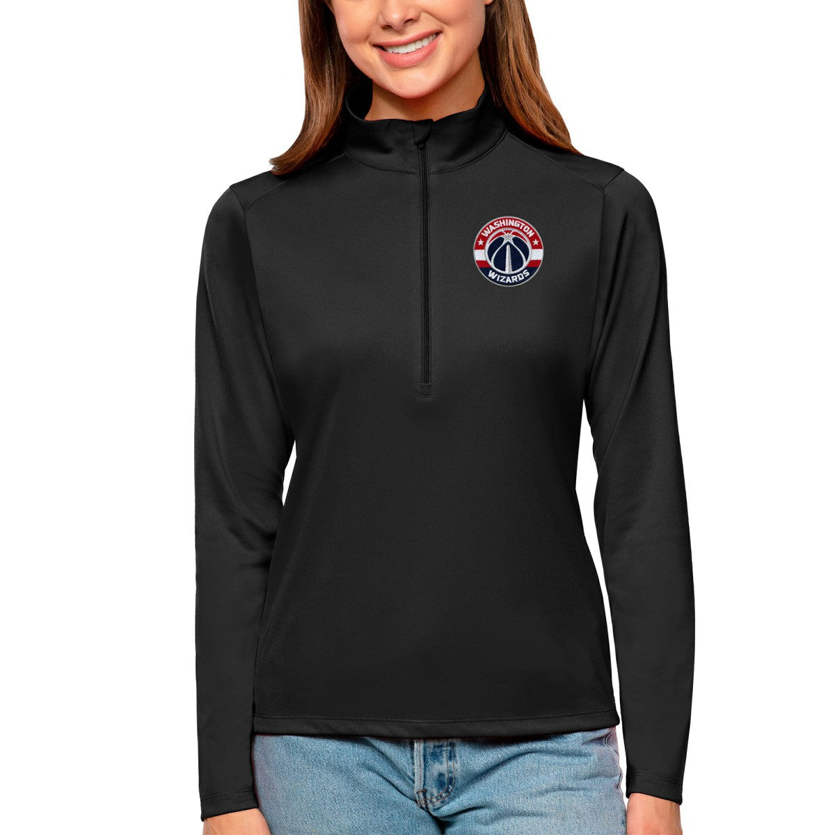 Washington Wizards Antigua Women's Tribute Half-Zip Top Black