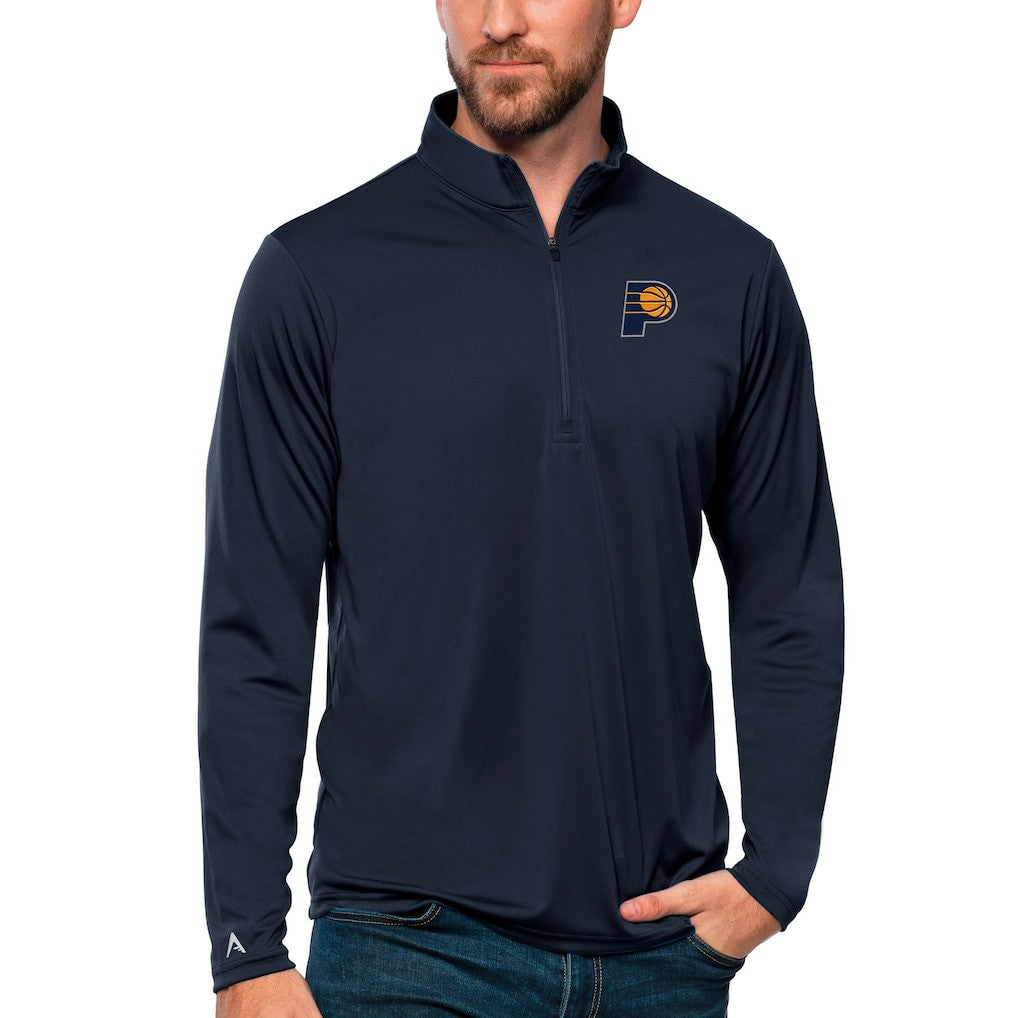 Indiana Pacers Antigua Tribute Quarter-Zip Pullover Top Navy