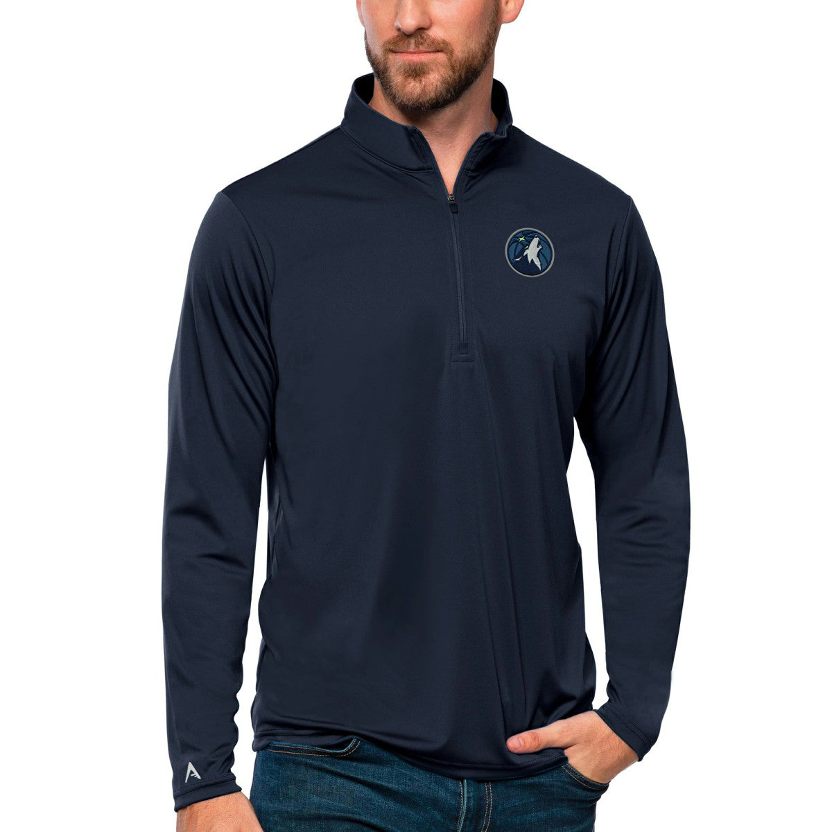 Minnesota Timberwolves Antigua Tribute Quarter-Zip Pullover Top Navy