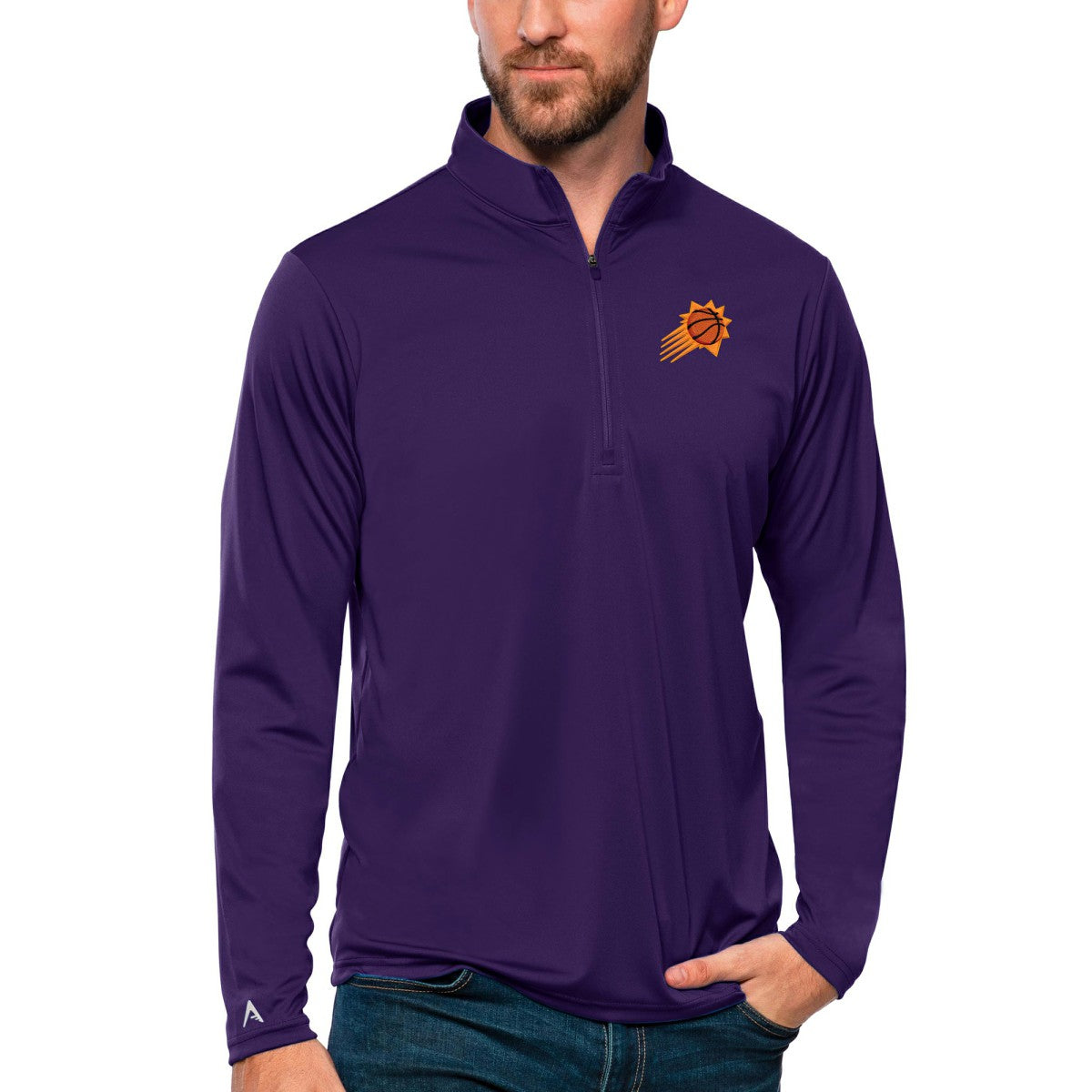 Phoenix Suns Antigua Tribute Quarter-Zip Pullover Top Purple