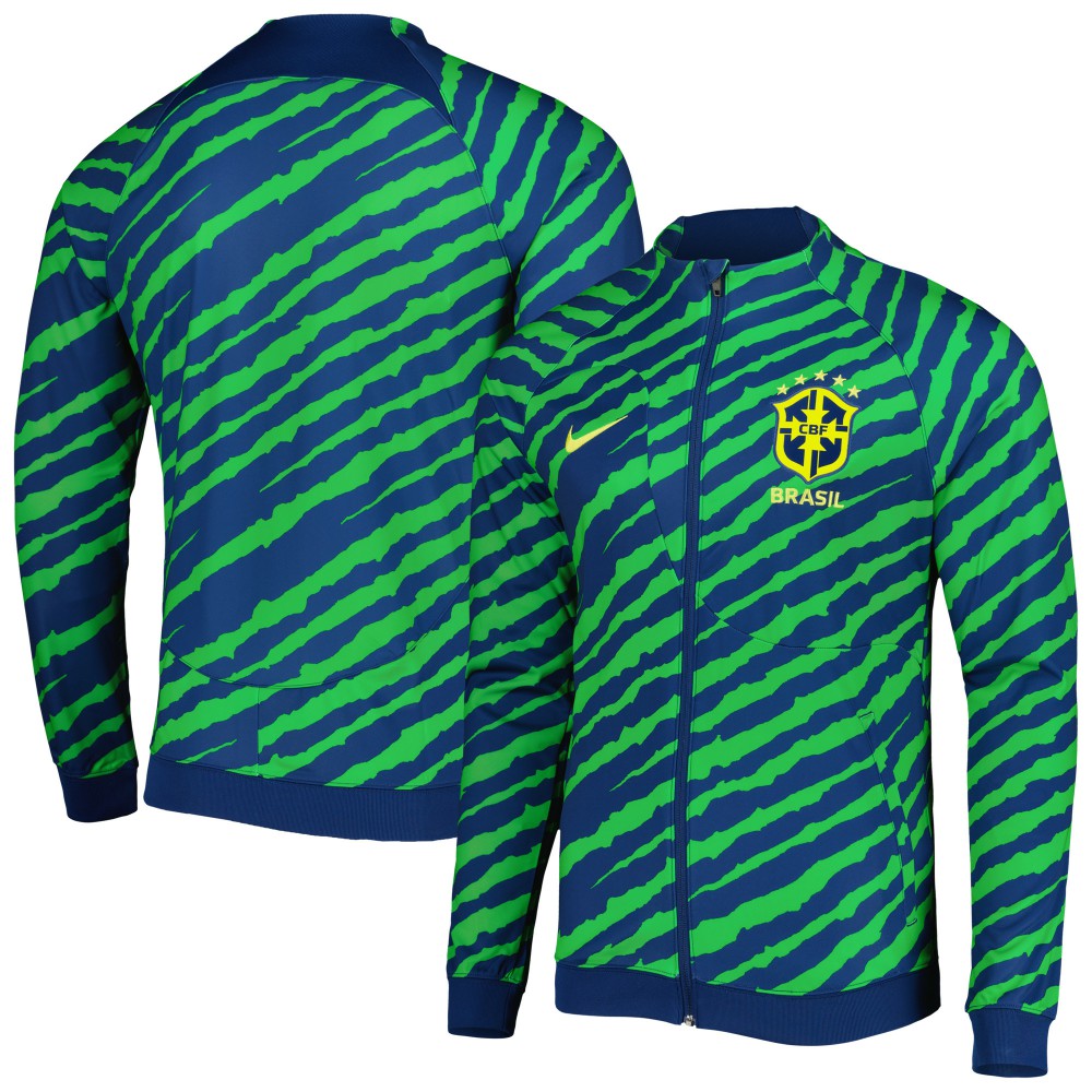 Nike - Brazil National Team 2022 Academy Pro Anthem Performance Raglan Full-Zip Jacket - Blue/Green