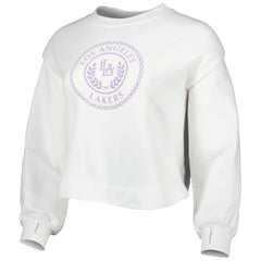 Los Angeles Lakers Lusso Women's Lola Ball and Chain Pullover Sweatshirt White