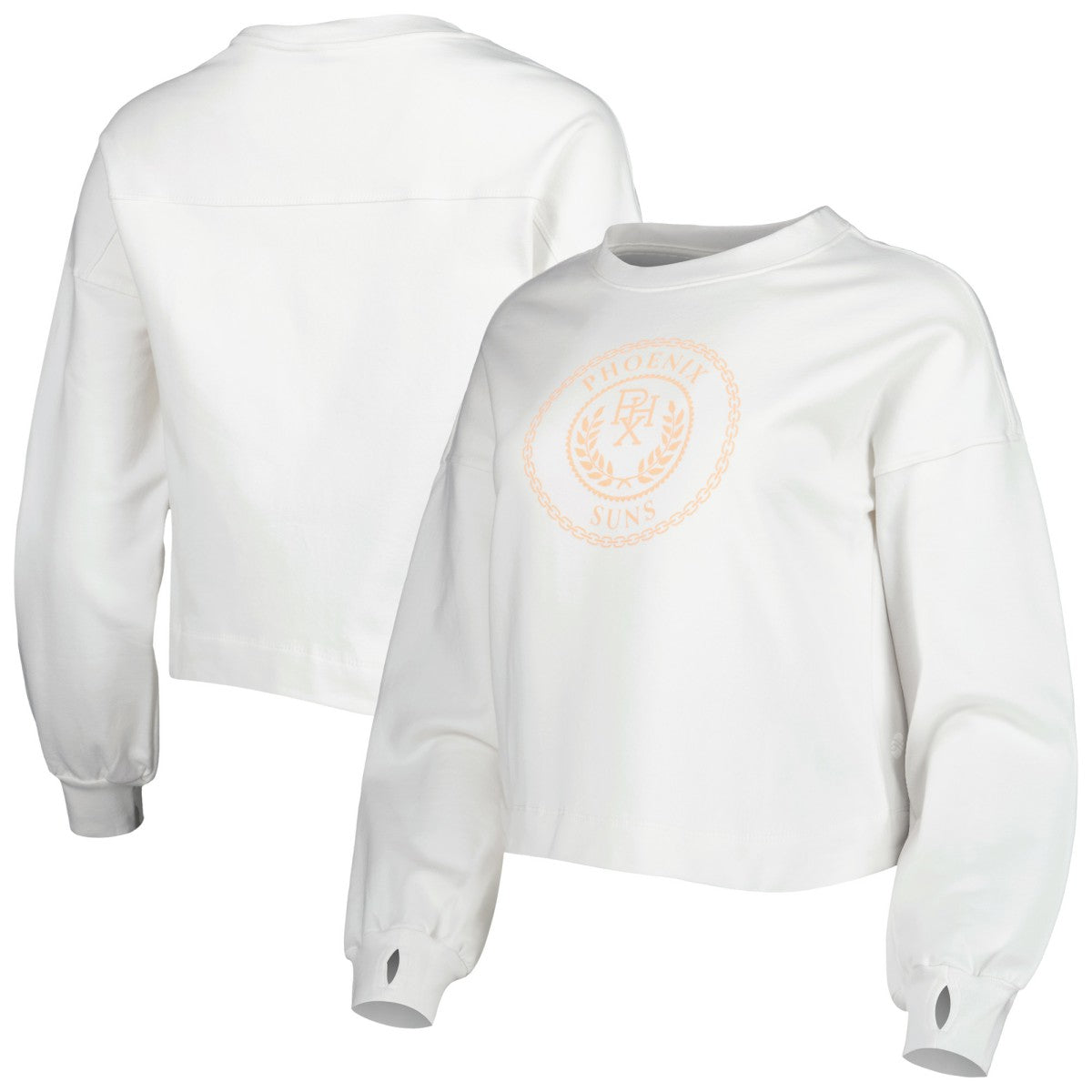 Phoenix Suns Lusso Women's Lola Ball and Chain Pullover Sweatshirt White