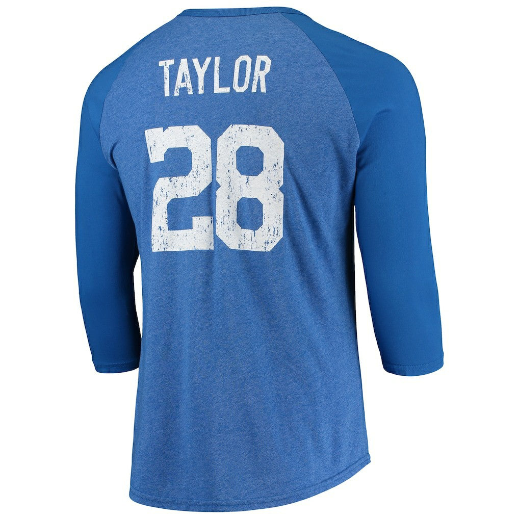 Jonathan Taylor Indianapolis Colts Majestic Threads Name & Number Team Colorway Tri-Blend 3/4 Raglan Sleeve Player T-Shirt - Royal - NFL