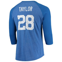 Jonathan Taylor Indianapolis Colts Majestic Threads Name & Number Team Colorway Tri-Blend 3/4 Raglan Sleeve Player T-Shirt - Royal - NFL