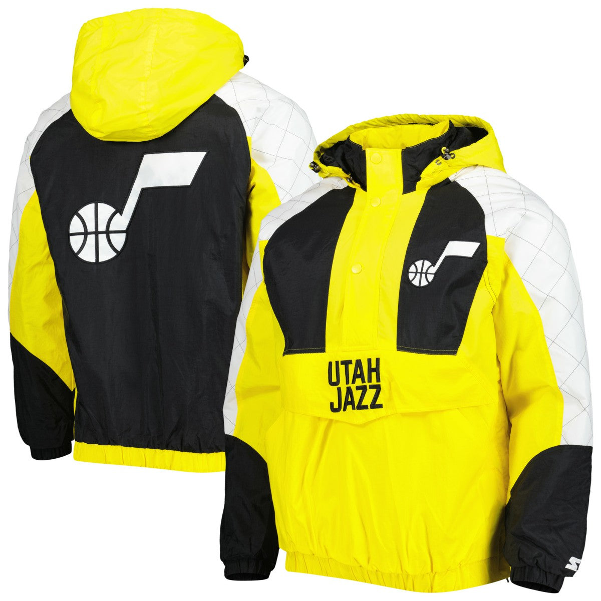 Utah Jazz Starter Body Check Raglan Hoodie Half-Zip Jacket Gold