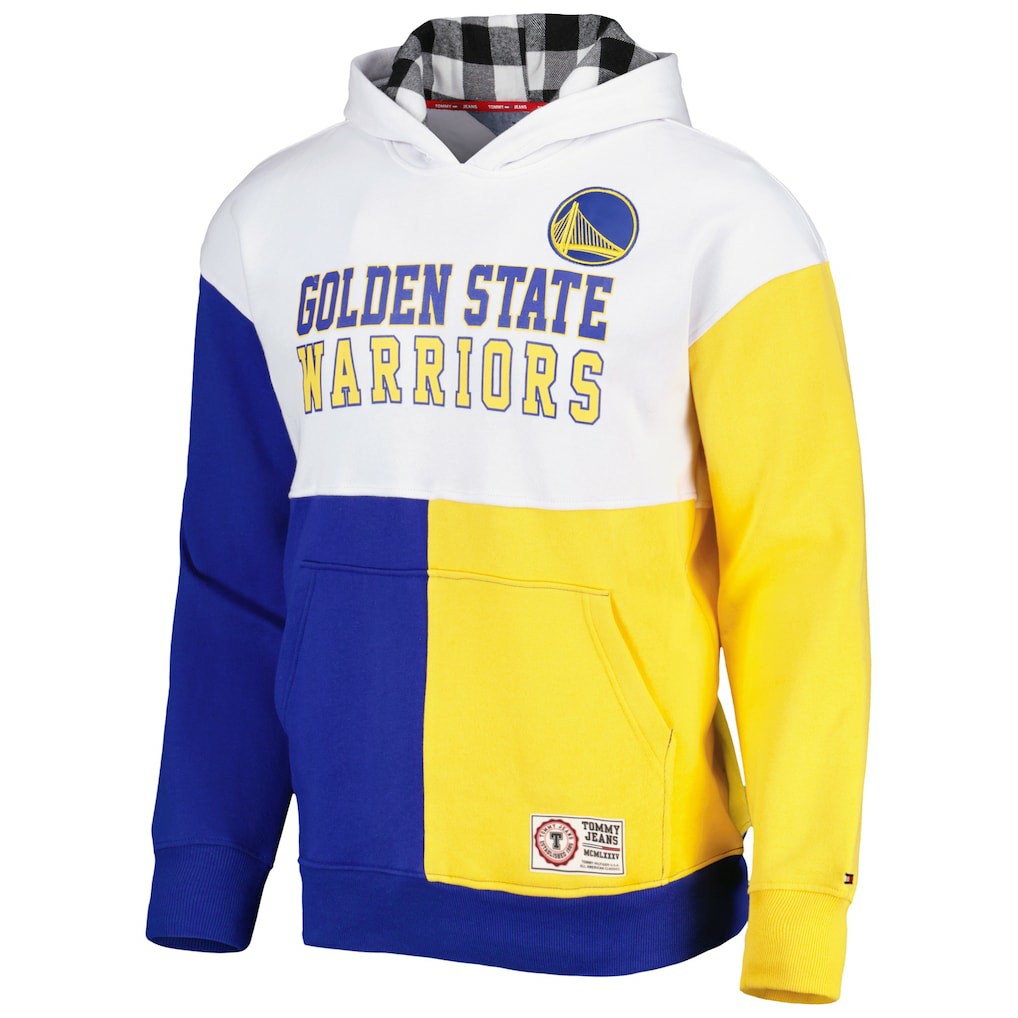 Golden State Warriors Tommy Jeans Andrew Split Pullover Hoodie White/Royal