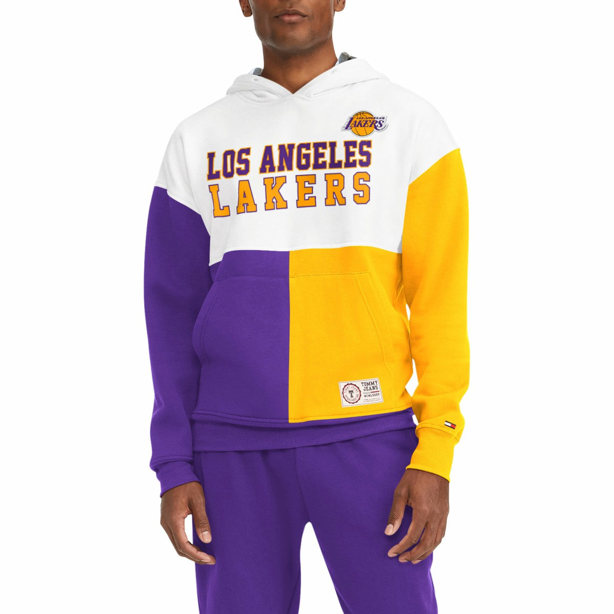 Los Angeles Lakers Tommy Jeans Andrew Split Pullover Hoodie White/Purple