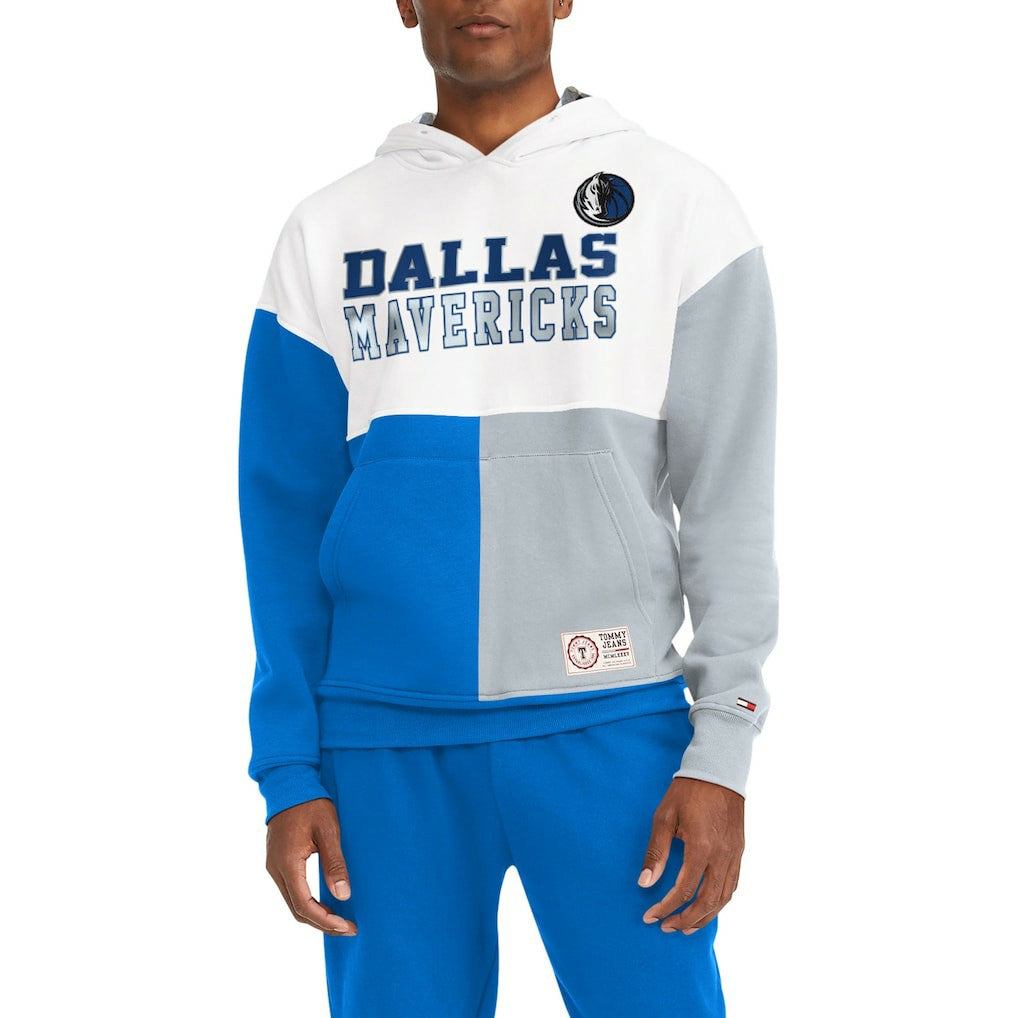 Dallas Mavericks Tommy Jeans Andrew Split Pullover Hoodie White/Royal