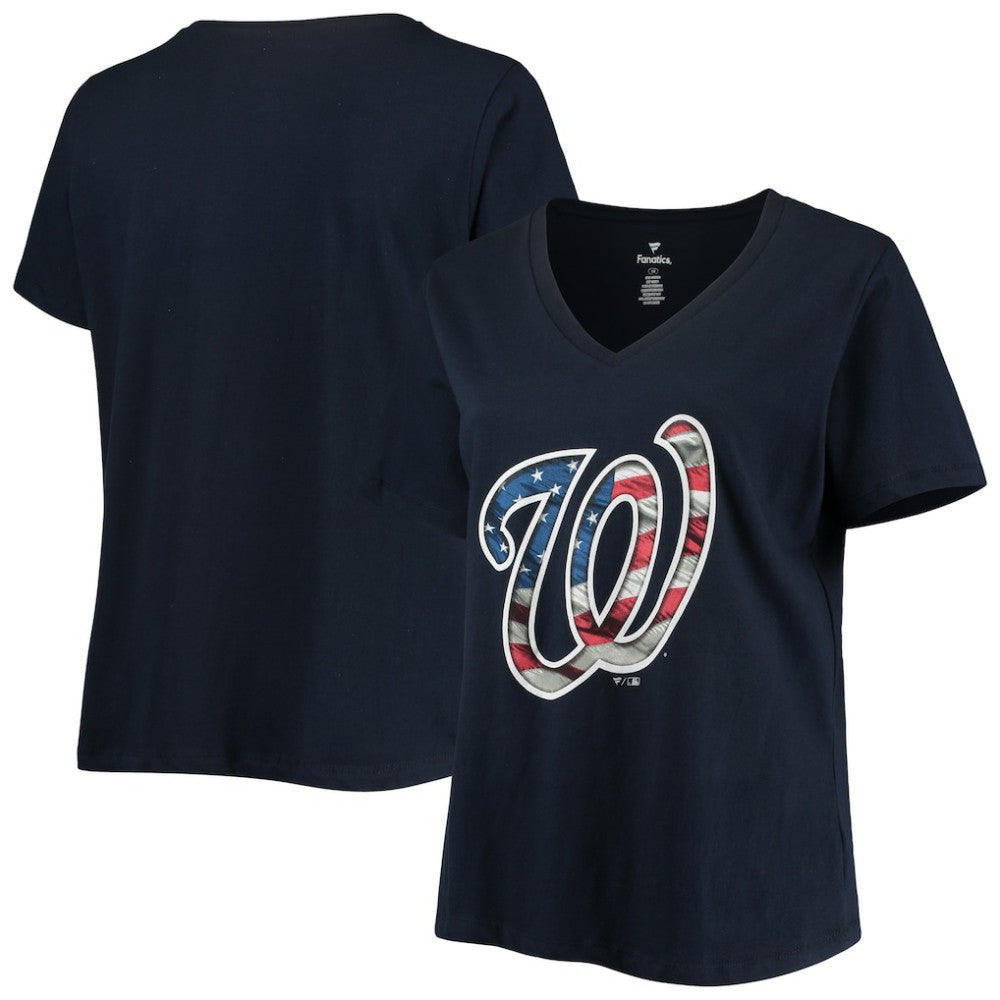 Washington Nationals Women's Plus Size Banner V-Neck T-Shirt Outlet