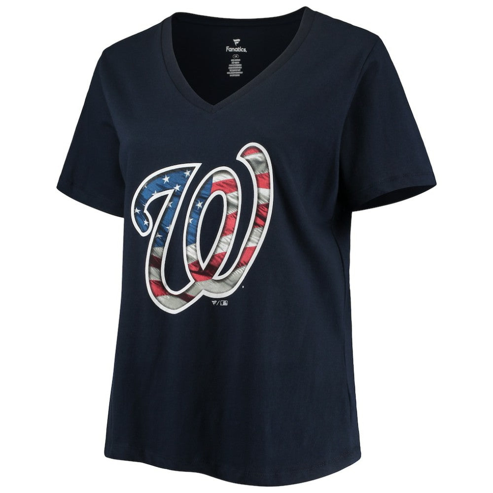 Washington Nationals Women's Plus Size Banner V-Neck T-Shirt Outlet