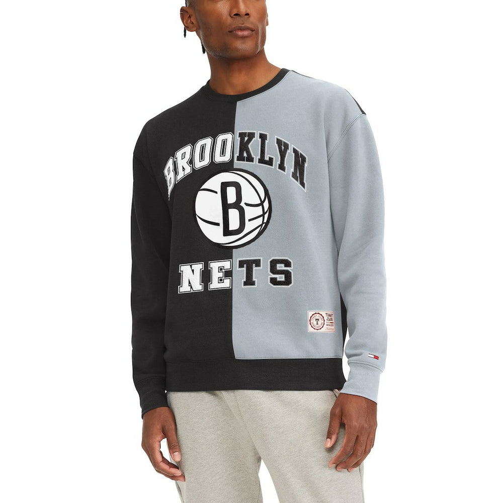 Brooklyn Nets Tommy Jeans Keith Split Pullover Sweatshirt Black/White