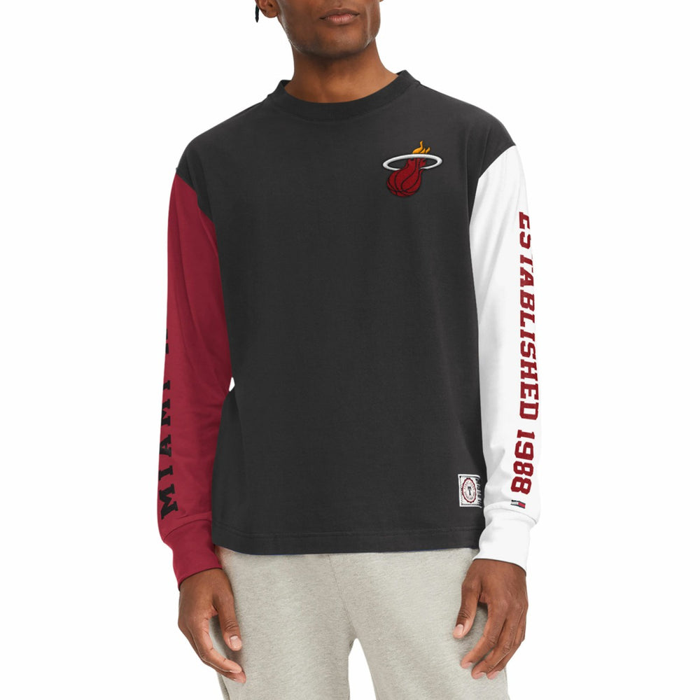 Miami Heat Tommy Jeans Richie Color Block Long Sleeve T-Shirt Black