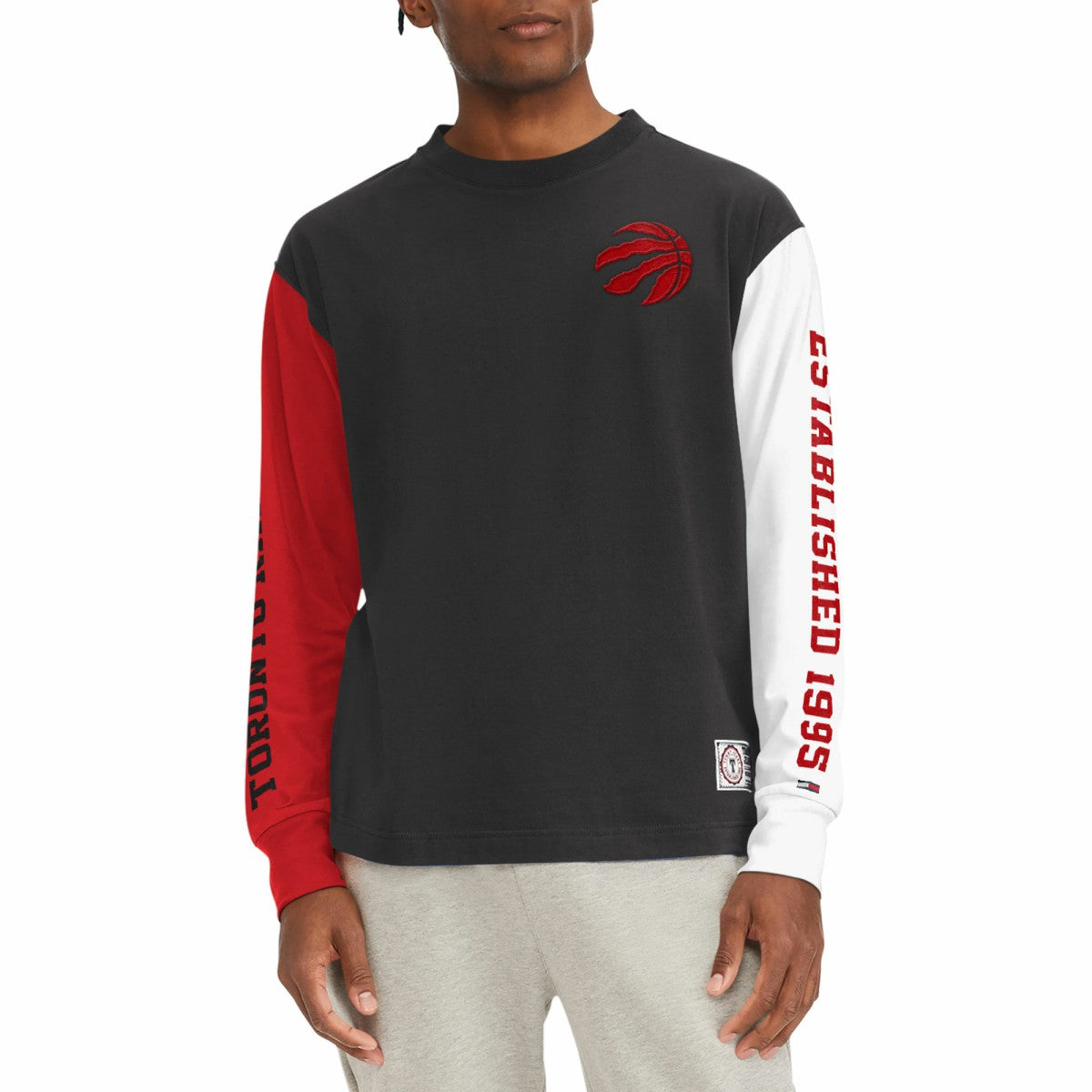 Toronto Raptors Tommy Jeans Richie Color Block Long Sleeve T-Shirt Black