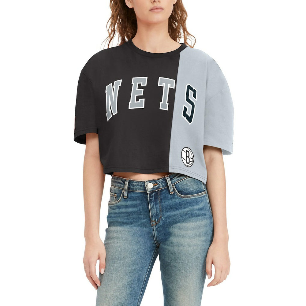 Brooklyn Nets Tommy Jeans Women's Betsy Relaxed Crop T-Shirt Black/White