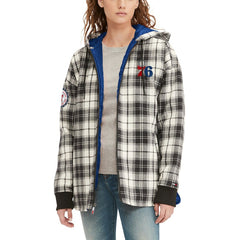 Philadelphia 76ers Tommy Jeans Women's Molly Flannel Full-Zip Hoodie Black/Cream