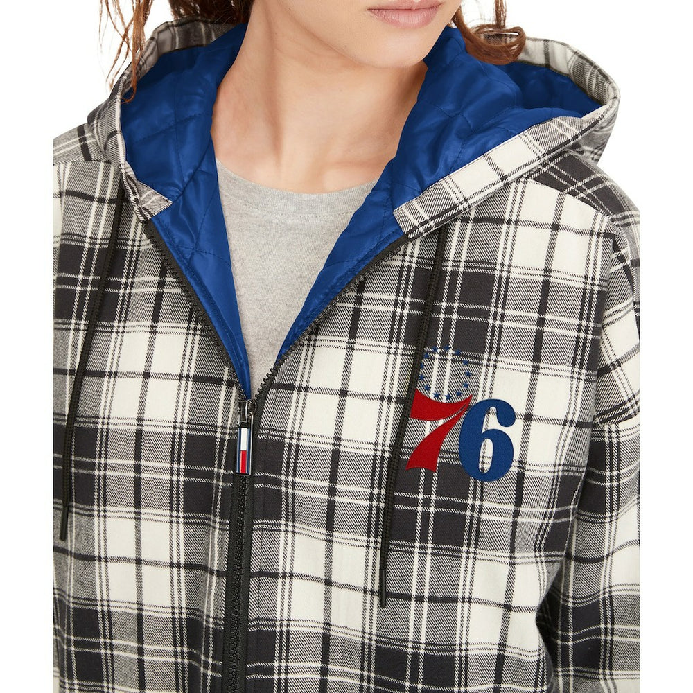 Philadelphia 76ers Tommy Jeans Women's Molly Flannel Full-Zip Hoodie Black/Cream