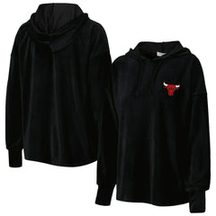 Chicago Bulls Touch Women's End Line Velour Pullover Hoodie Black