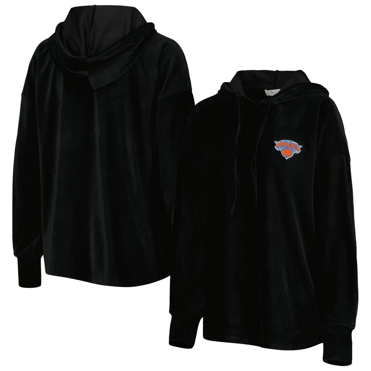 New York Knicks Touch Women's End Line Velour Pullover Hoodie Black