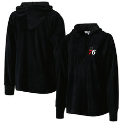 Philadelphia 76ers Touch Women's End Line Velour Pullover Hoodie Black