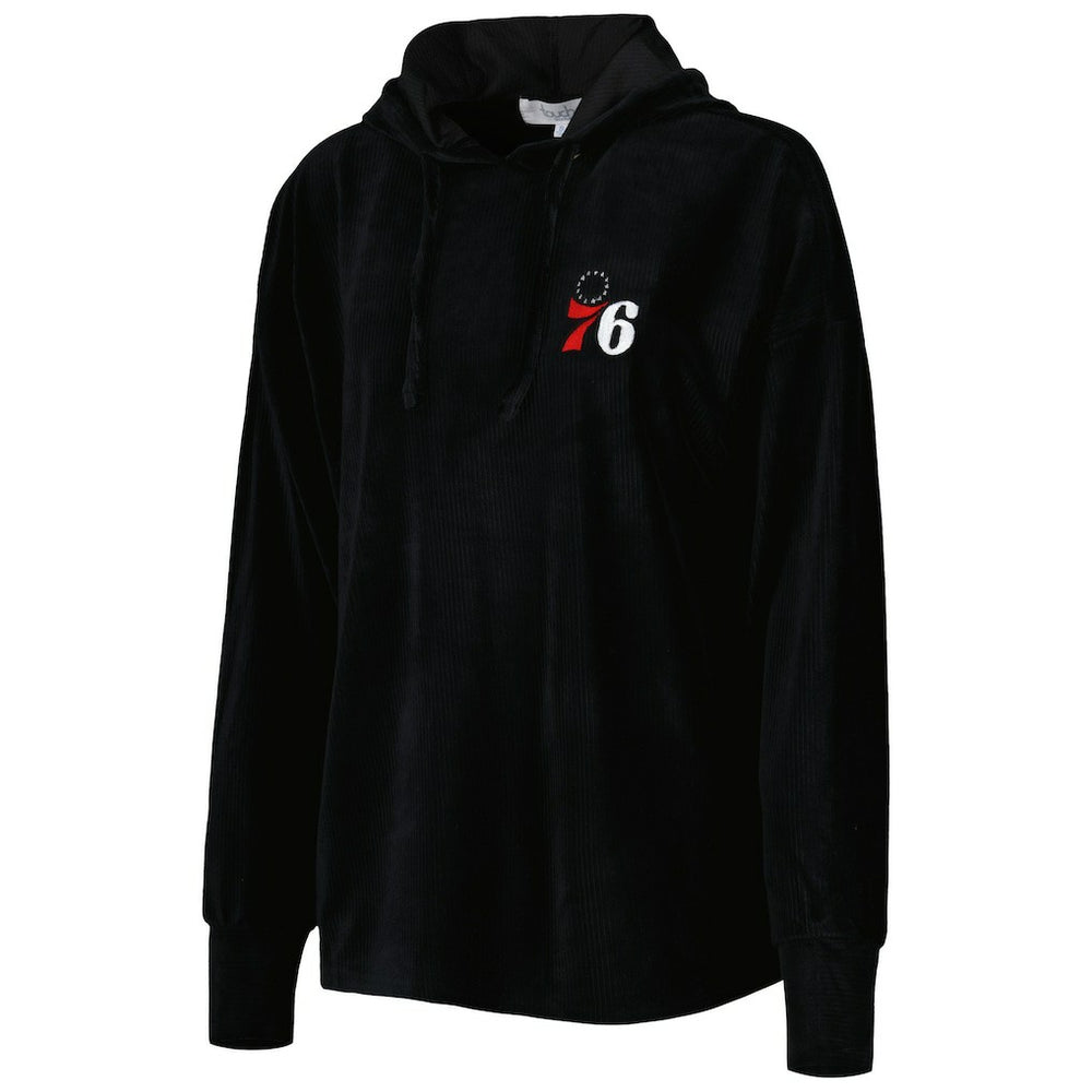 Philadelphia 76ers Touch Women's End Line Velour Pullover Hoodie Black