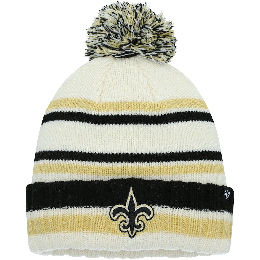New Orleans Saints '47 Youth Driftway Cuffed Knit with Pom - Cream - 47 brand