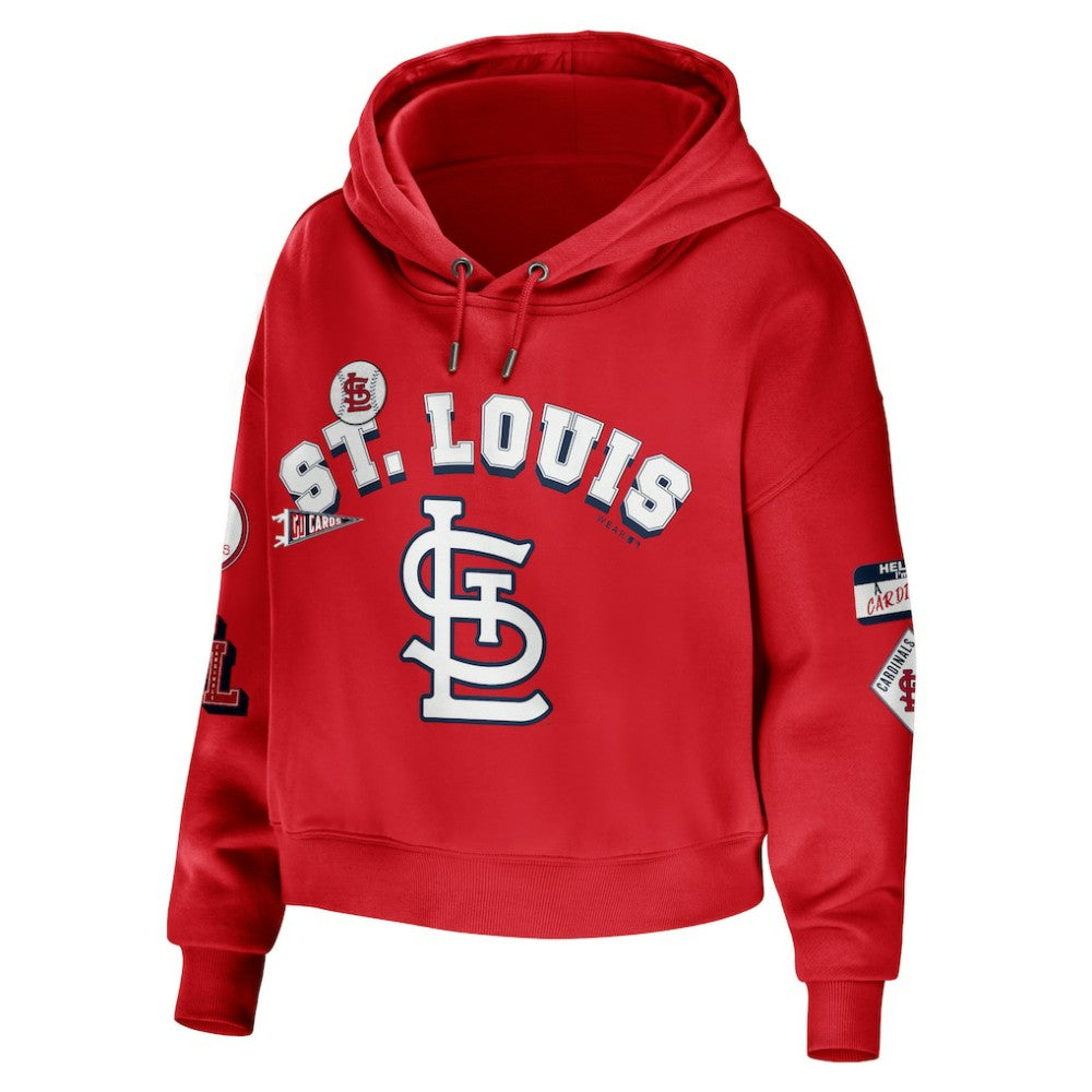 St. Louis Cardinals WEAR by Erin Andrews Women's Modest Patches Cropped Pullover Hoodie for sale