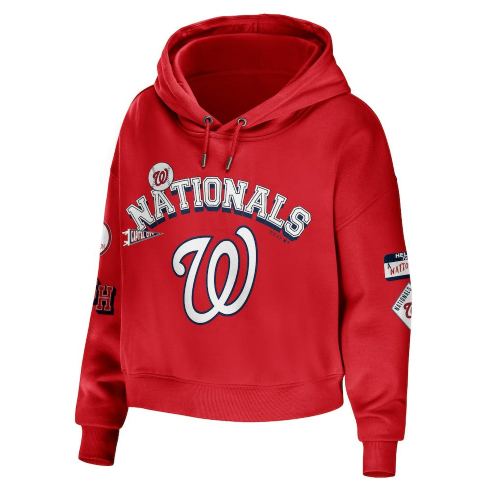 Washington Nationals WEAR by Erin Andrews Women's Modest Patches Cropped Pullover Hoodie for sale