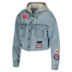 Washington Nationals WEAR by Erin Andrews Women's Hooded Button-Up Denim Jacket Discount