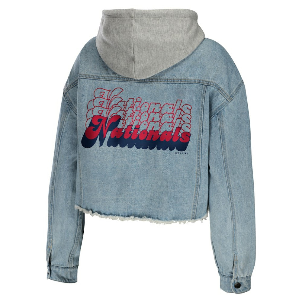 Washington Nationals WEAR by Erin Andrews Women's Hooded Button-Up Denim Jacket Discount