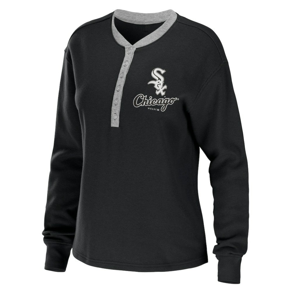 Chicago White Sox WEAR by Erin Andrews Women's Waffle Henley Long Sleeve T-Shirt Discount