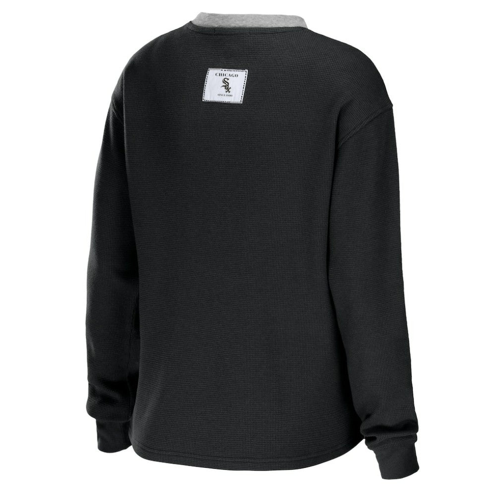 Chicago White Sox WEAR by Erin Andrews Women's Waffle Henley Long Sleeve T-Shirt Discount