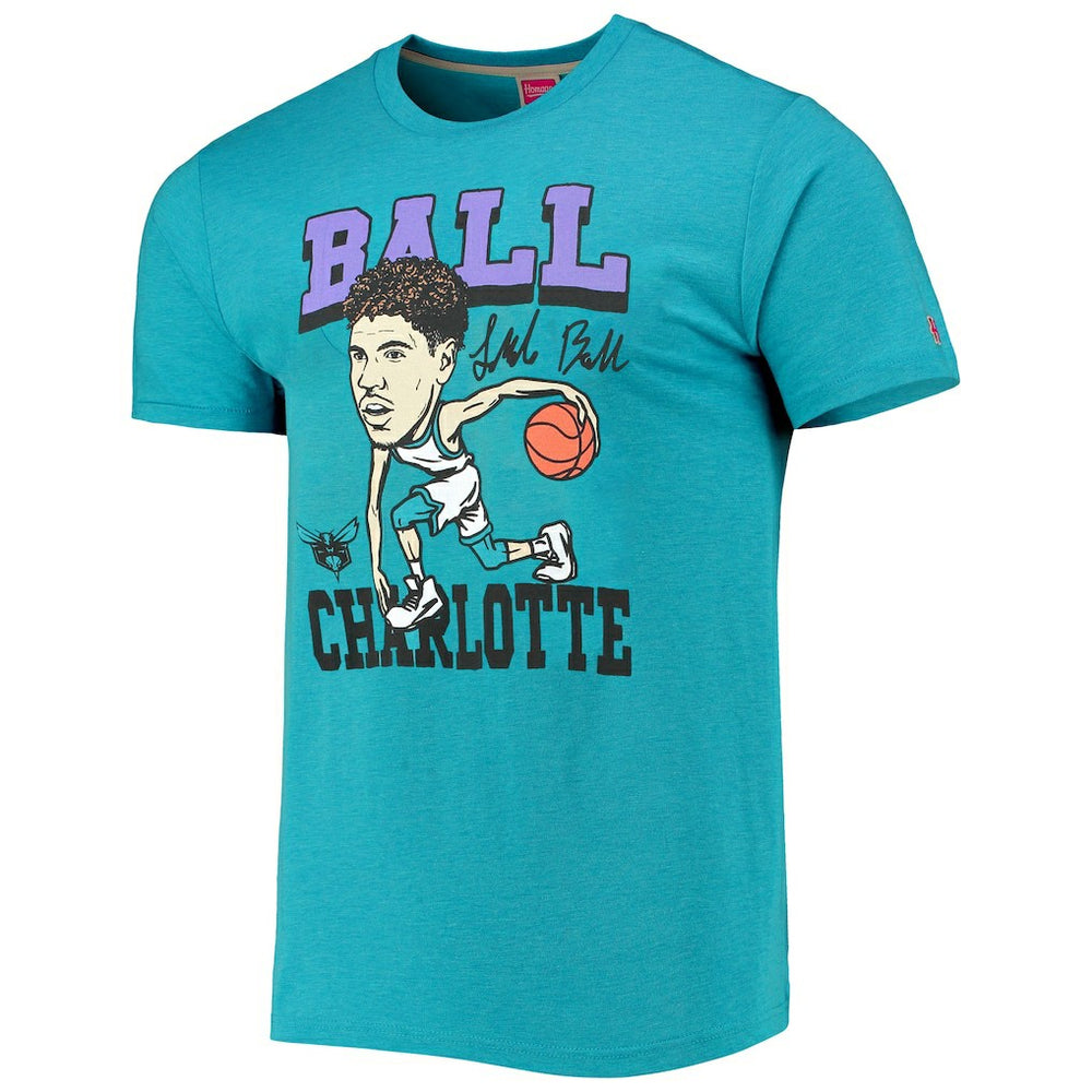 LaMelo Ball Charlotte Hornets Homage Caricature Tri-Blend T-Shirt Heathered Teal