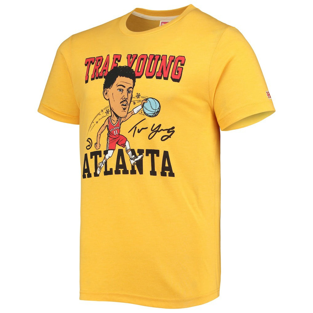 Trae Young Atlanta Hawks Homage Caricature Tri-Blend T-Shirt Gold