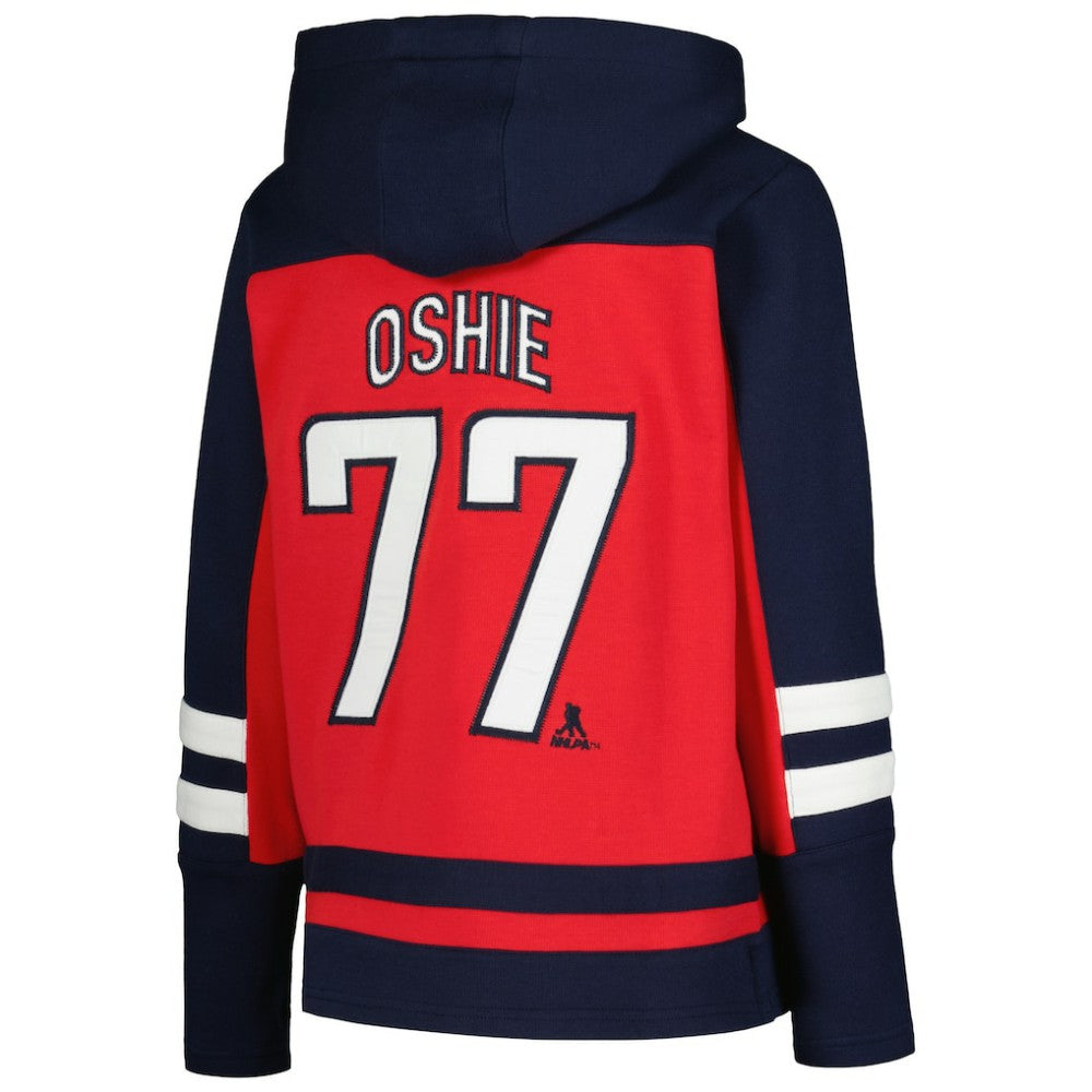 TJ Oshie Washington Capitals Youth Ageless Must-Have V-Neck Name & Number Pullover Hoodie - Red | NHL sale