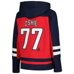 TJ Oshie Washington Capitals Youth Ageless Must-Have V-Neck Name & Number Pullover Hoodie - Red | NHL sale