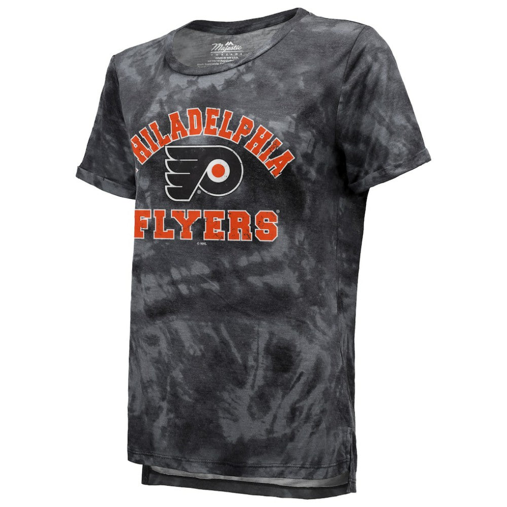 Philadelphia Flyers Majestic Threads Women's Boyfriend Tie-Dye Tri-Blend T-Shirt - Black | NHL discount