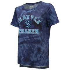 Seattle Kraken Majestic Threads Women's Boyfriend Tie-Dye T-Shirt - Deep Sea Blue | NHL discount