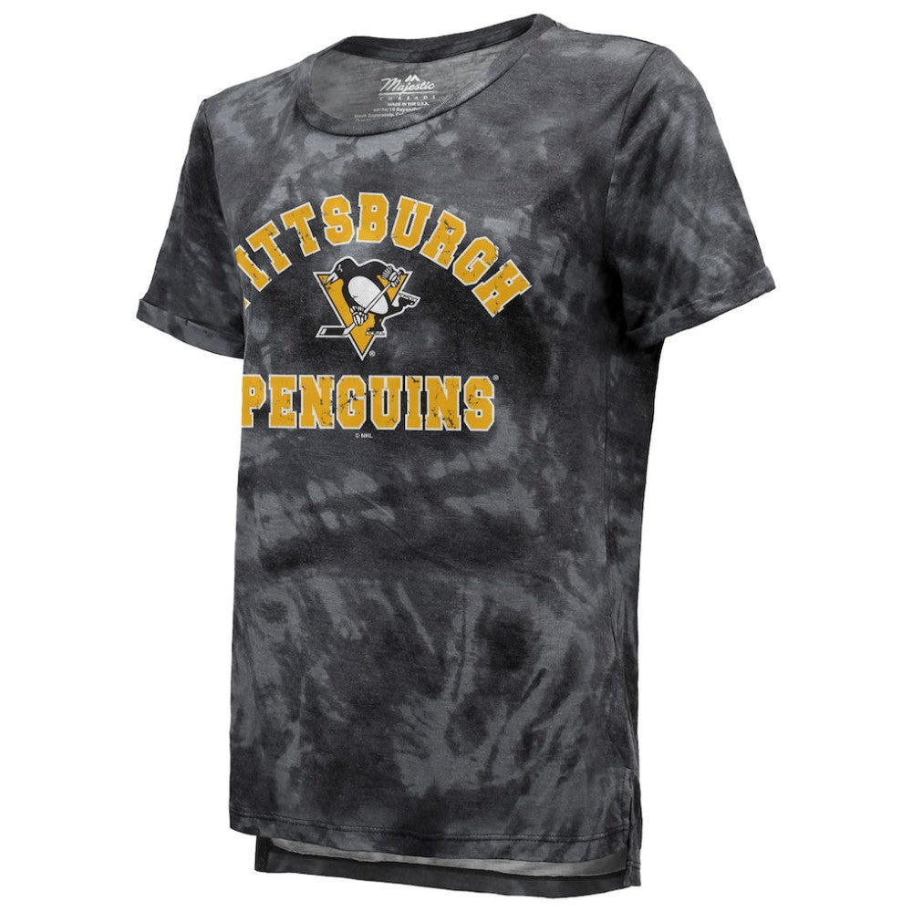 Pittsburgh Penguins Majestic Threads Women's Boyfriend Tie-Dye Tri-Blend T-Shirt - Black | NHL online