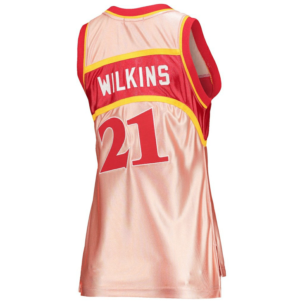 Mitchell & Ness Dominique Wilkins Atlanta Hawks Women's 75th Anniversary Rose Gold 1986 Swingman Jersey Pink