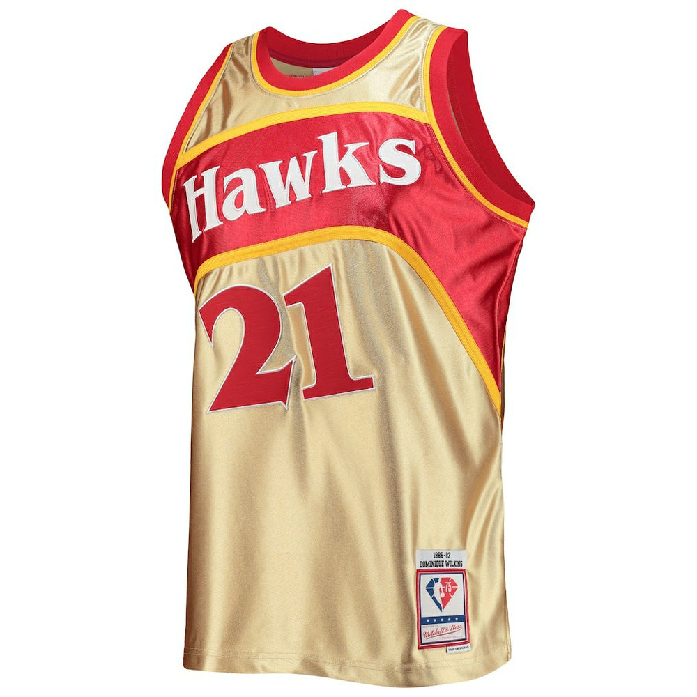 Mitchell & Ness Dominique Wilkins Atlanta Hawks 75th Anniversary 1986/87 Hardwood Classics Swingman Jersey Gold