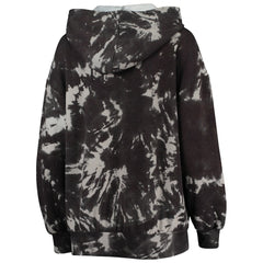 Brooklyn Nets Majestic Threads Women's Burble Tie-Dye Tri-Blend Pullover Hoodie Black