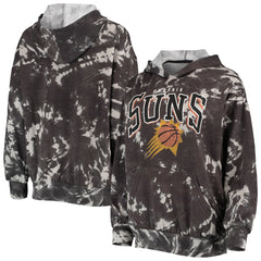 Phoenix Suns Majestic Threads Women's Burble Tie-Dye Tri-Blend Pullover Hoodie Black