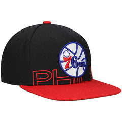 Mitchell & Ness Philadelphia 76ers Hardwood Classics Low Big Face Snapback Hat Black/Red